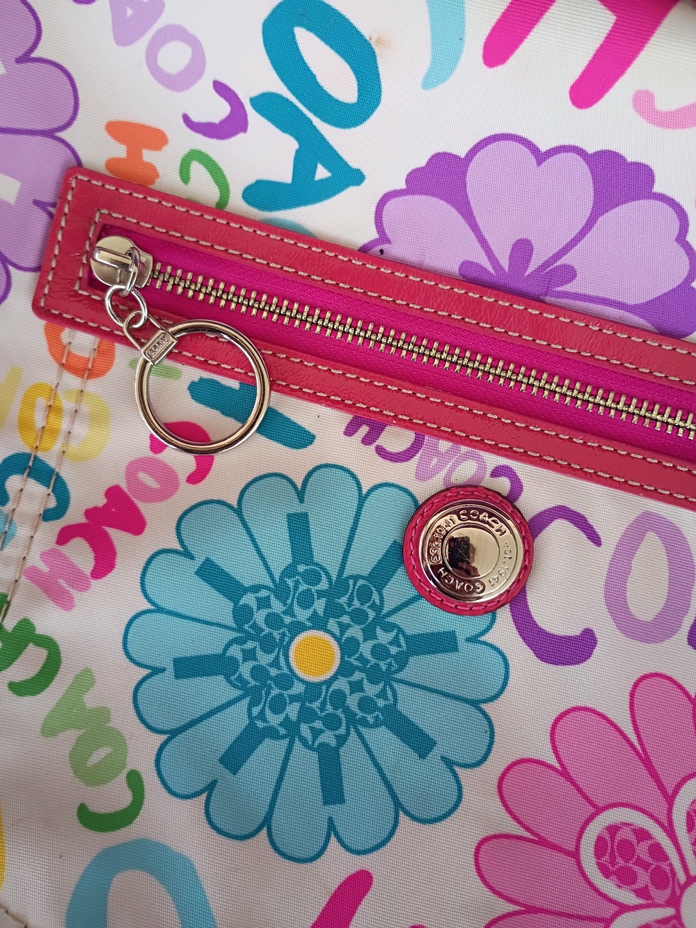 COACH Floral Logo Print Crescent Shoulder Bag in Multicolor - Picture 4 of 13